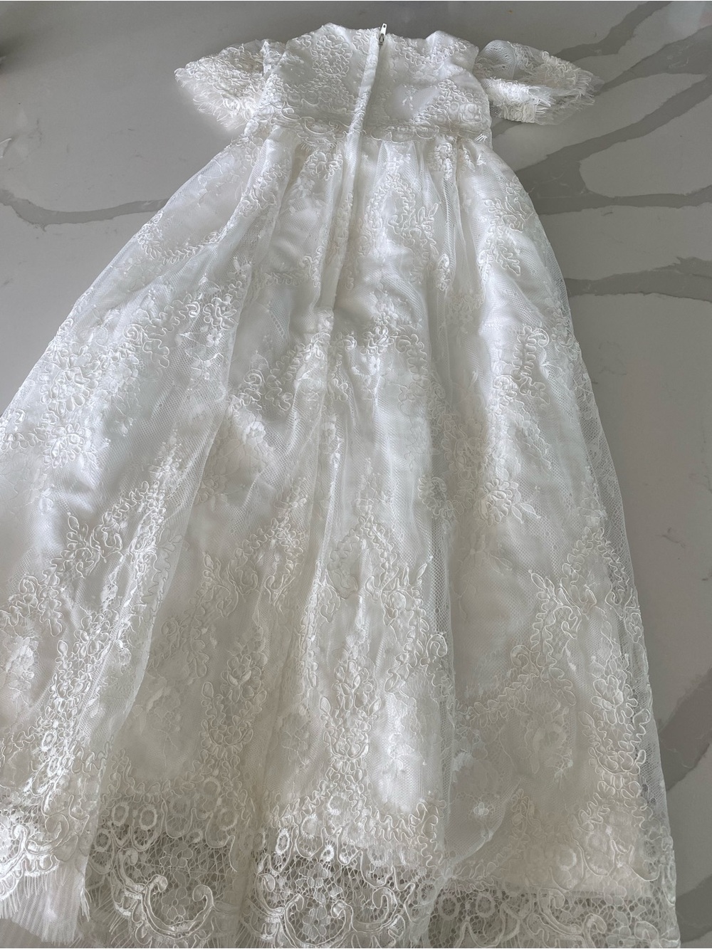 White Lace Infant Dress and Bonnet Set - Classic Baptism Attire - Picture 12 of 16